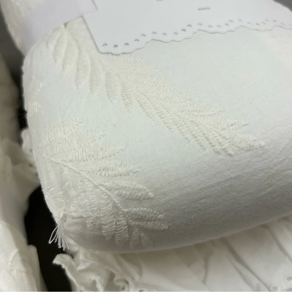 2 LoveShackFancy x Pottery Barn Eyelet Euro Sham Pillow Covers in Ivory NWT